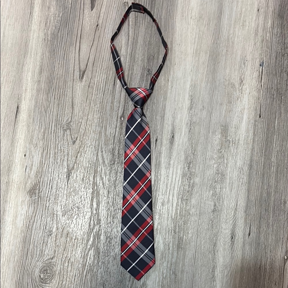 George Red and Black Tartan Tie - Velcro